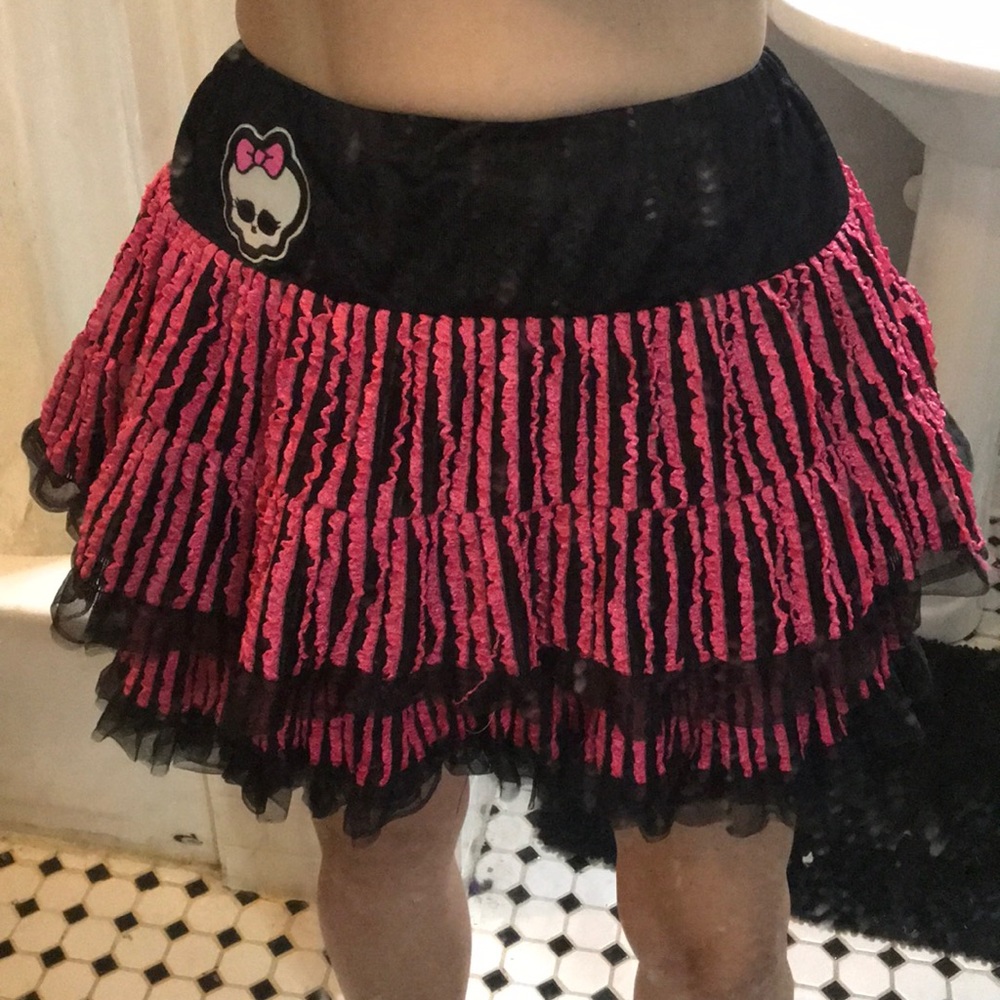 Monster High pink and black skull tutu